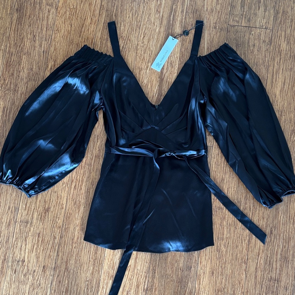 NEW. Miguelina Black Off-Shoulder Top